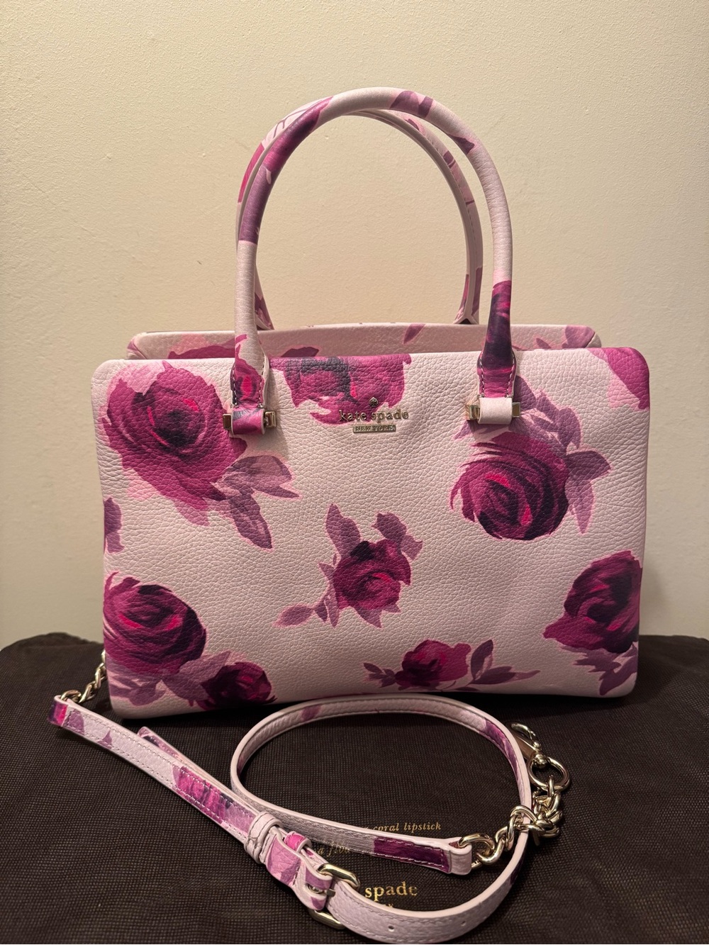 Kate Spade Emerson Place Roses Olivera Satchel Plum Dawn